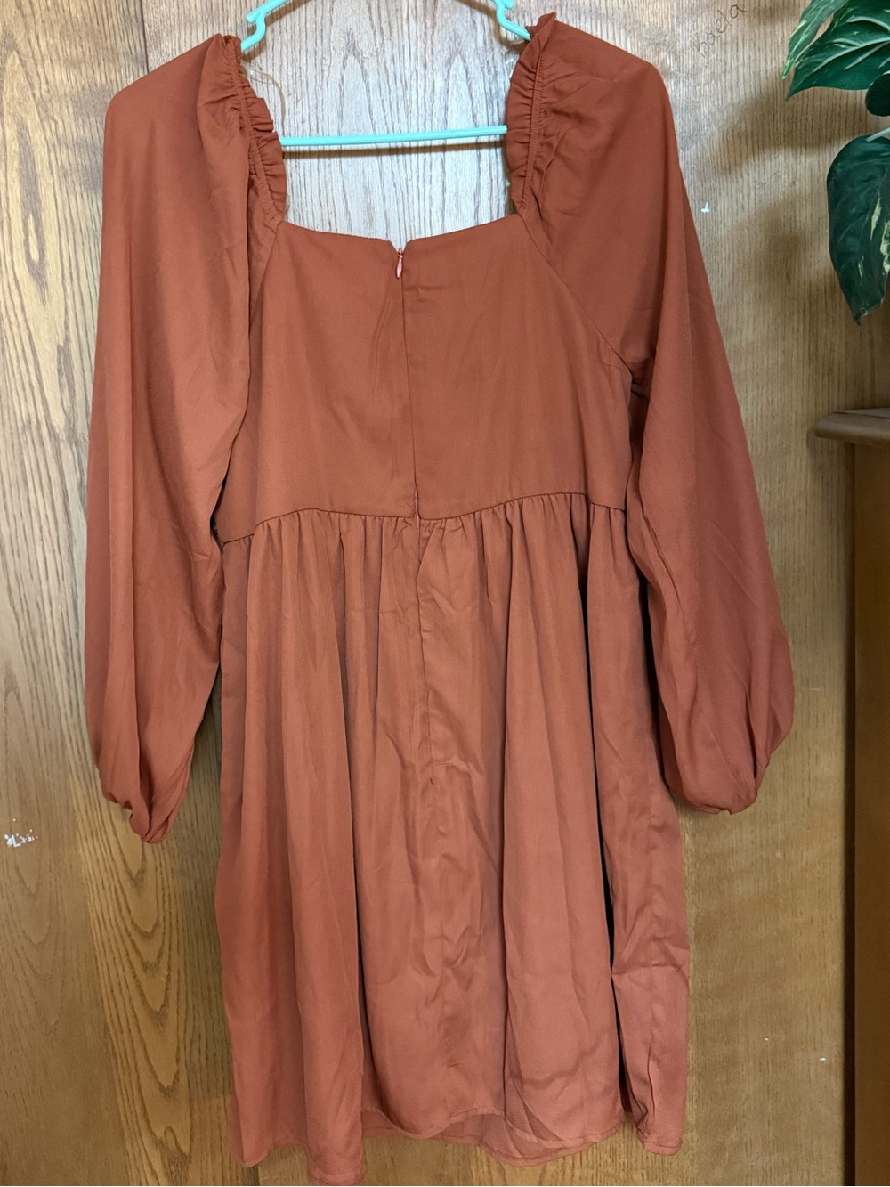 ANDREE BY UNIT Rust Long-Sleeve Ruched Mini Dress - Picture 5 of 5